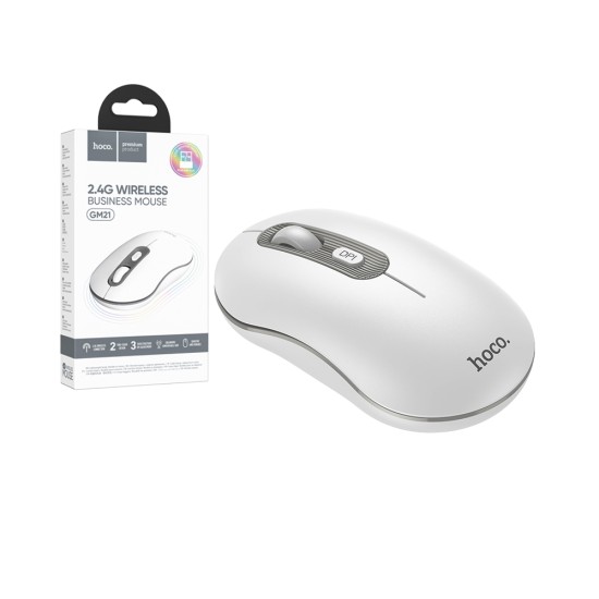 Rato Sem Fio Hoco GM21 Platinum 2,4 Branco Cinza Rato Sem Fio Hoco GM21 Platinum 2,4 Branco Cinza